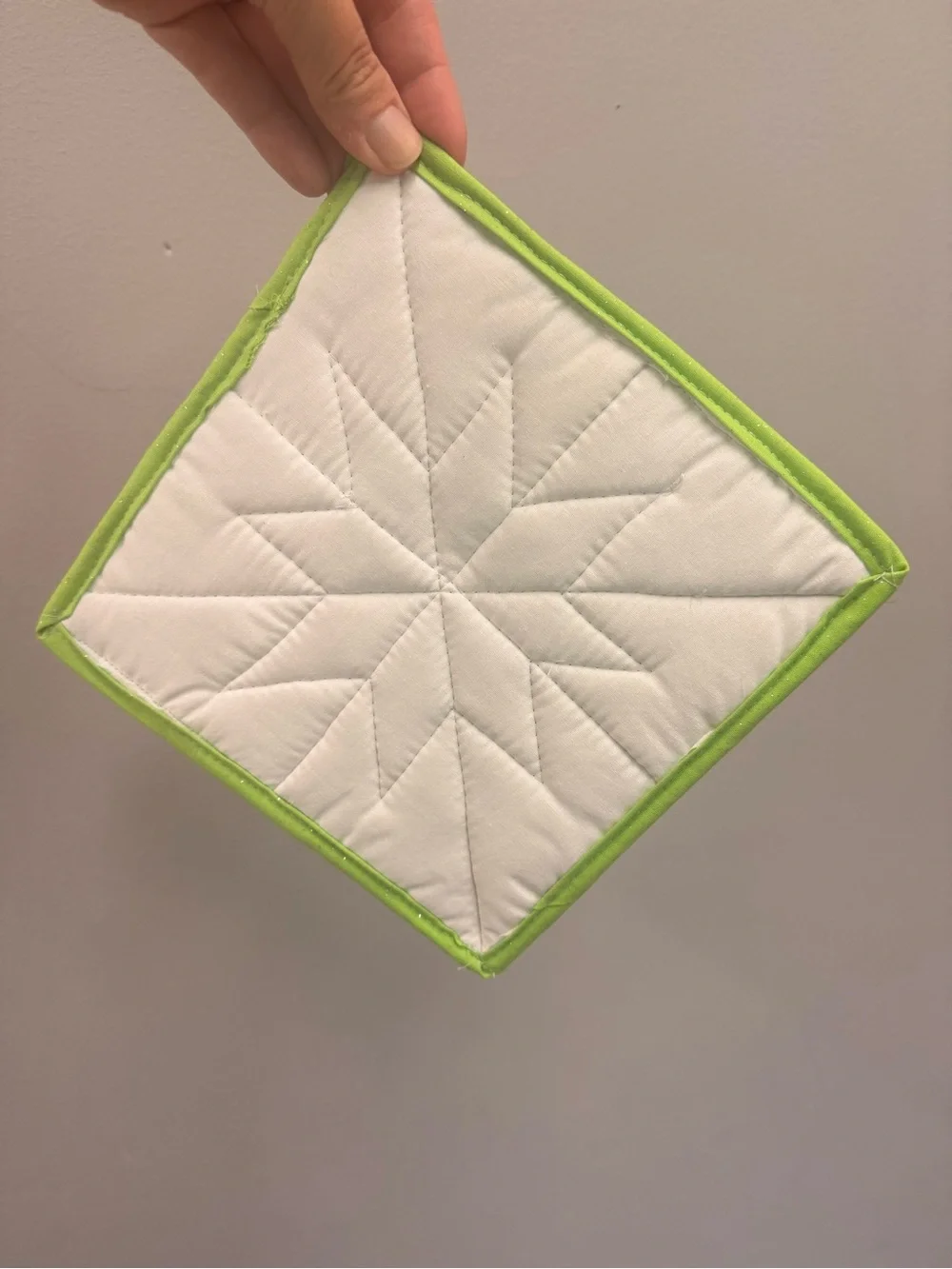 Handmade Green & Pink Star Holiday Pot Holders